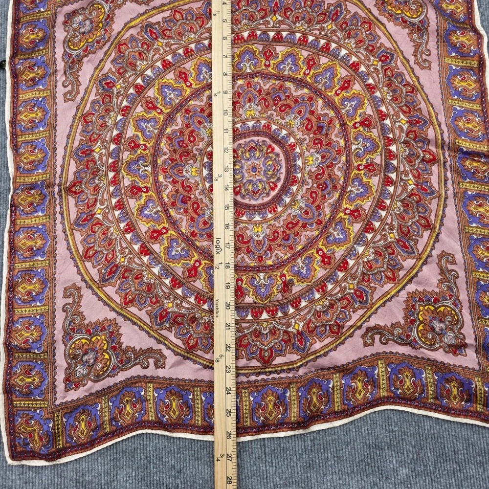 Vintage VE Design Tate Satin Square Scarf Mauve Paisley Mandala Made in Japan